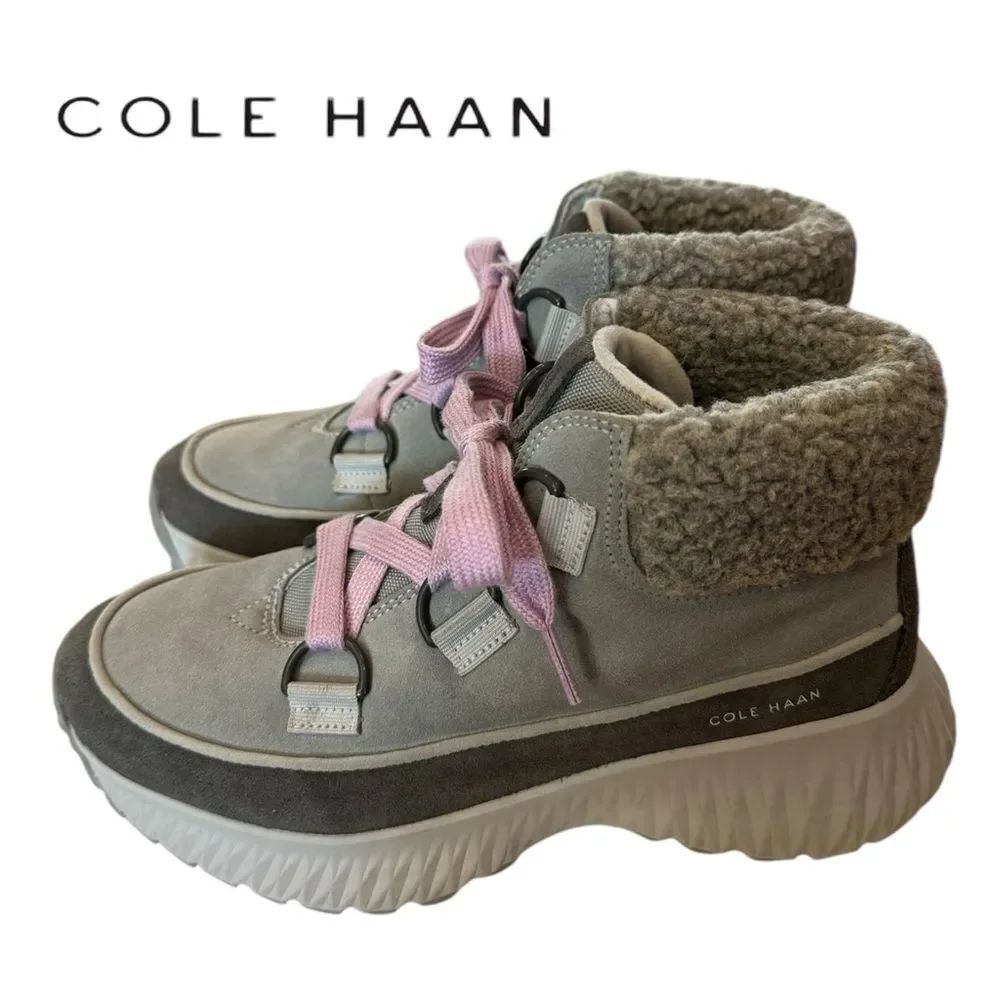 Cole Haan Zerogrand Women's Fluffy Gray Suede Hiker Boots 7